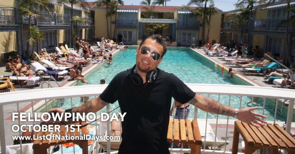 DJ Junior Celebrating Fellowpino Day by a pool