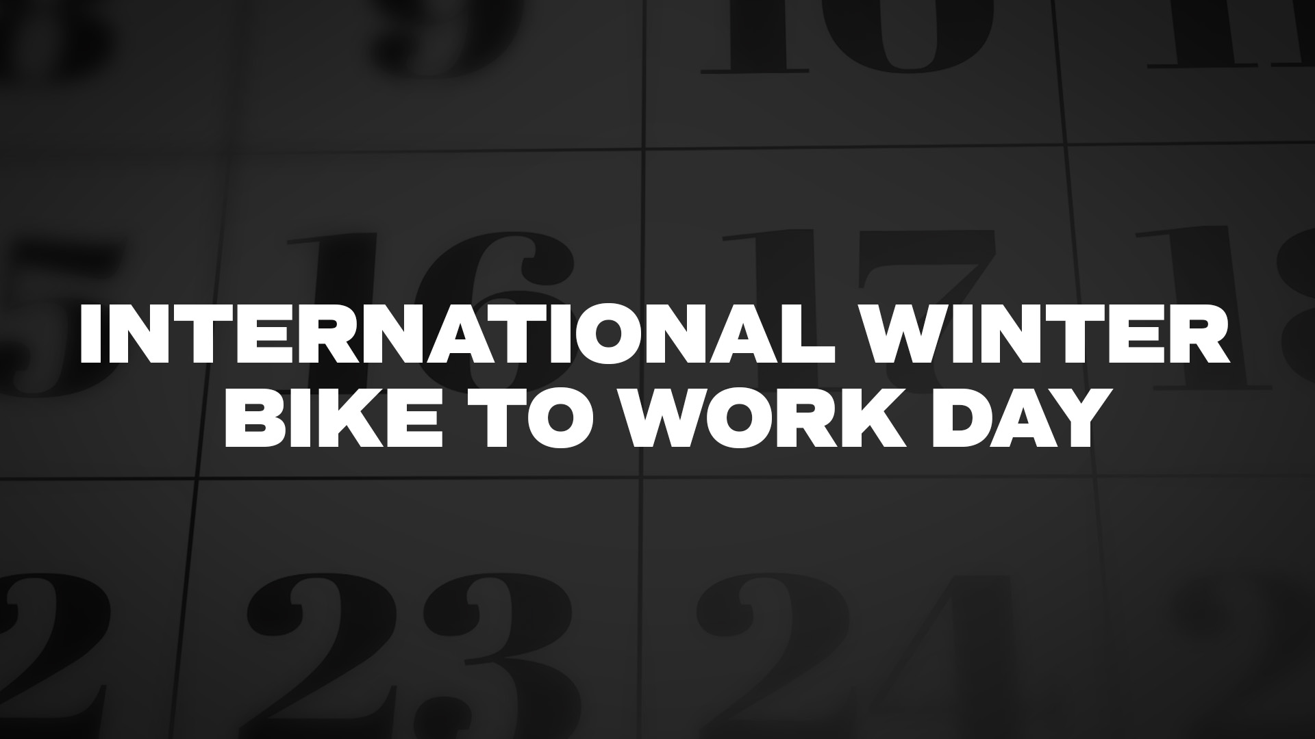 INTERNATIONAL WINTER BIKE TO WORK DAY - February 14, 2025